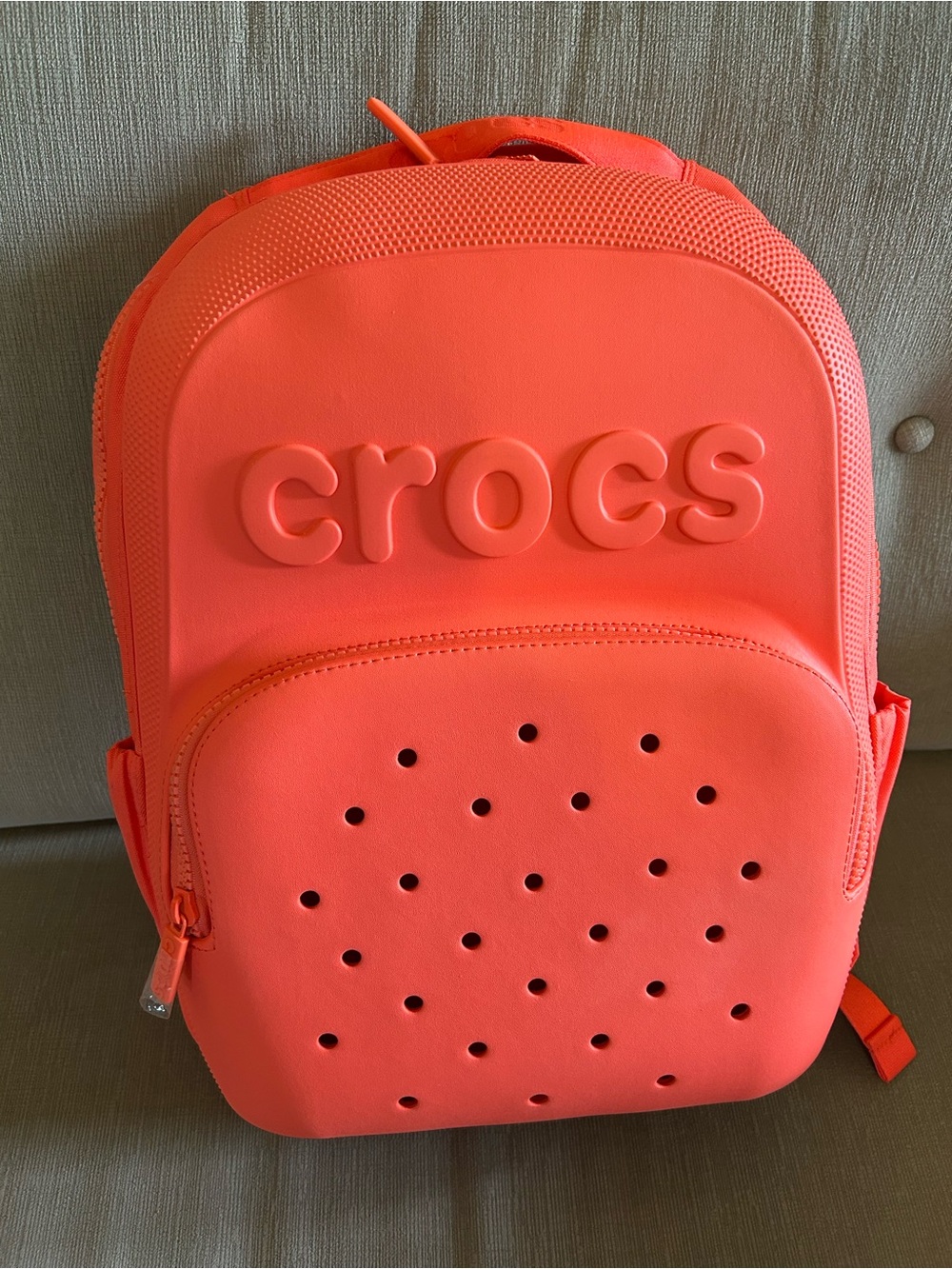 CROCS Kids Coral Orange Backpack with Perforated Front